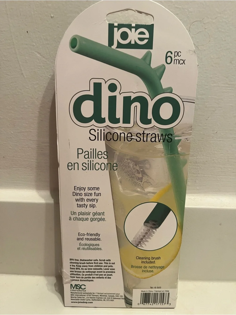 Joie Dino Silicone Straws - Mint Green (6 pc)